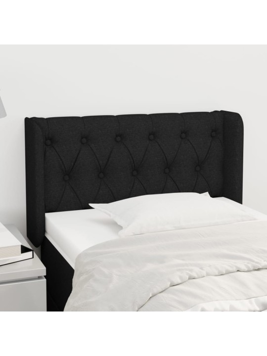 Čelo postele typu ušák černé 83 x 16 x 78/88 cm textil