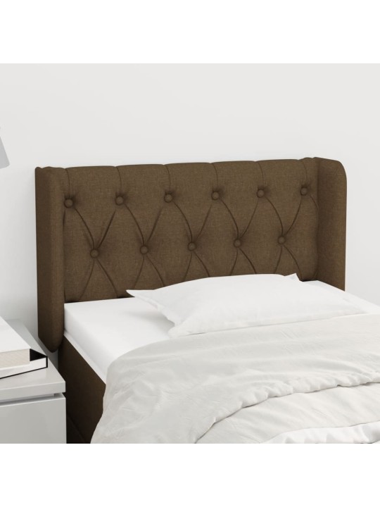 Čelo postele typu ušák tmavě hnědé 83 x 16 x 78/88 cm textil