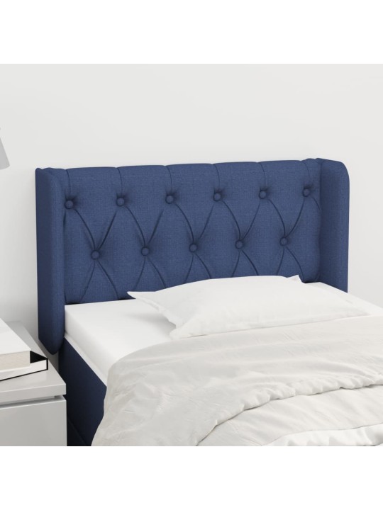 Čelo postele typu ušák modré 83 x 16 x 78/88 cm textil