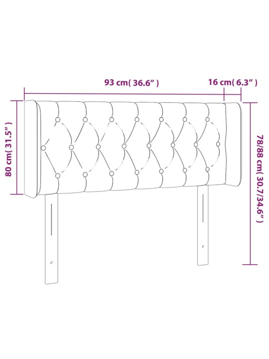 Čelo postele typu ušák černé 93x16x78/88 cm textil