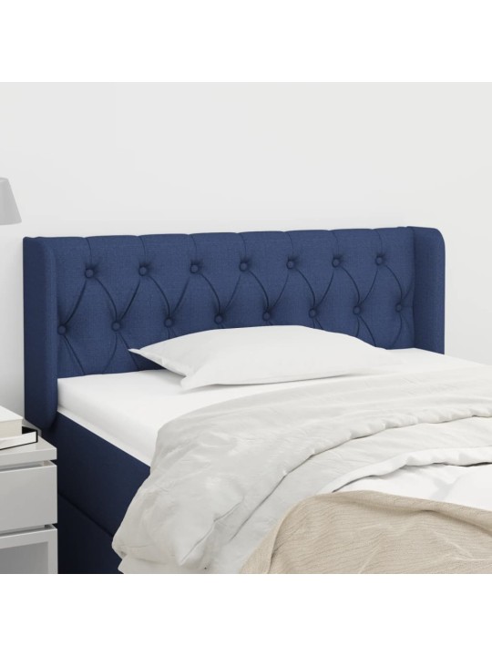 Čelo postele typu ušák modré 93 x 16 x 78/88 cm textil