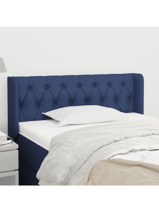 Čelo postele typu ušák modré 103 x 16 x 78/88 cm textil