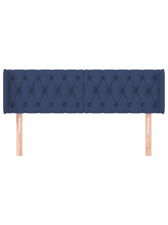 Čelo postele typu ušák modré 147 x 16 x 78/88 cm textil