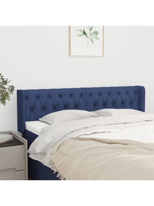 Čelo postele typu ušák modré 147 x 16 x 78/88 cm textil