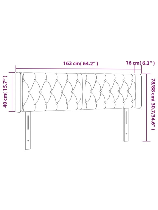 Čelo postele typu ušák tmavě hnědé 163x16x78/88 cm textil