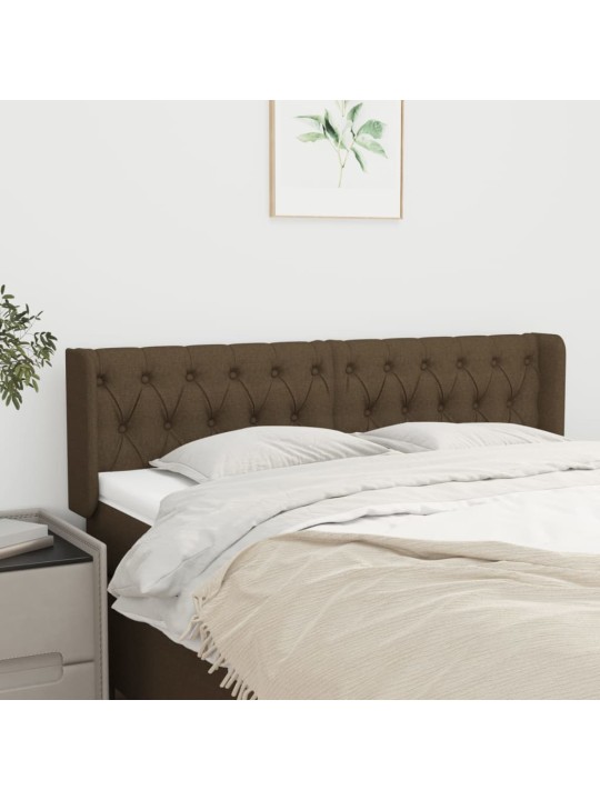 Čelo postele typu ušák tmavě hnědé 163x16x78/88 cm textil