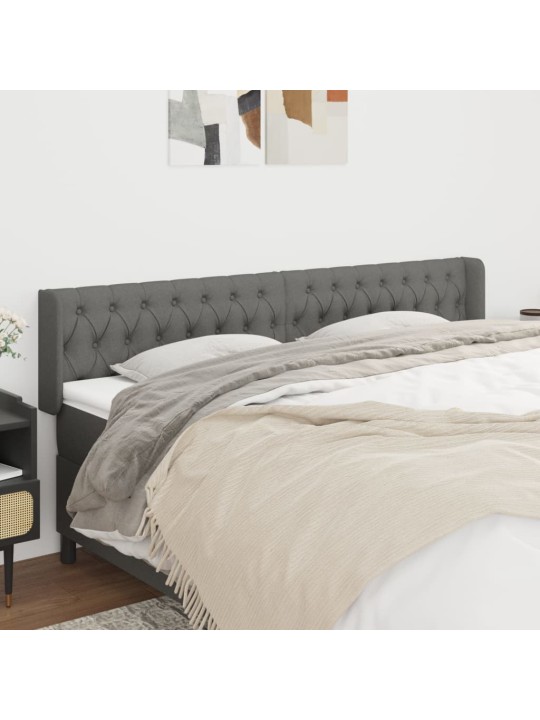 Čelo postele typu ušák tmavě šedé 183x16x78/88 cm textil