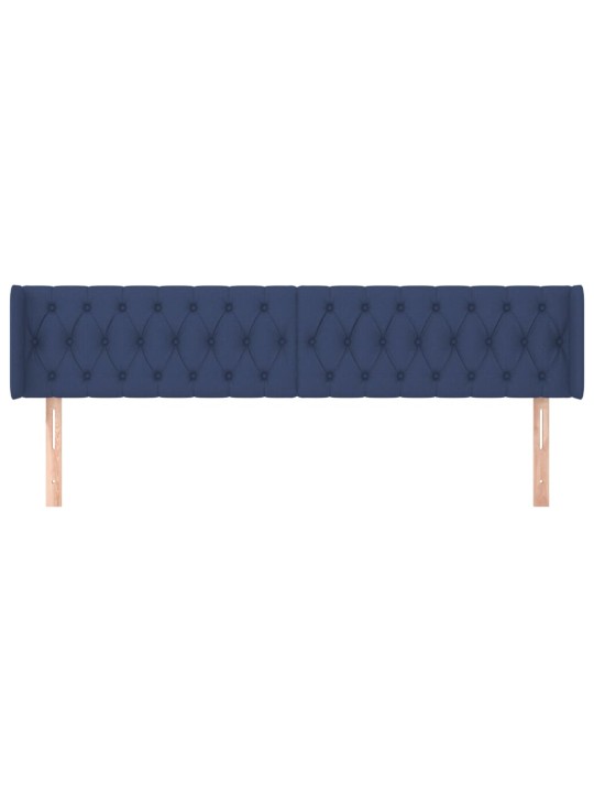 Čelo postele typu ušák modré 183x16x78/88 cm textil