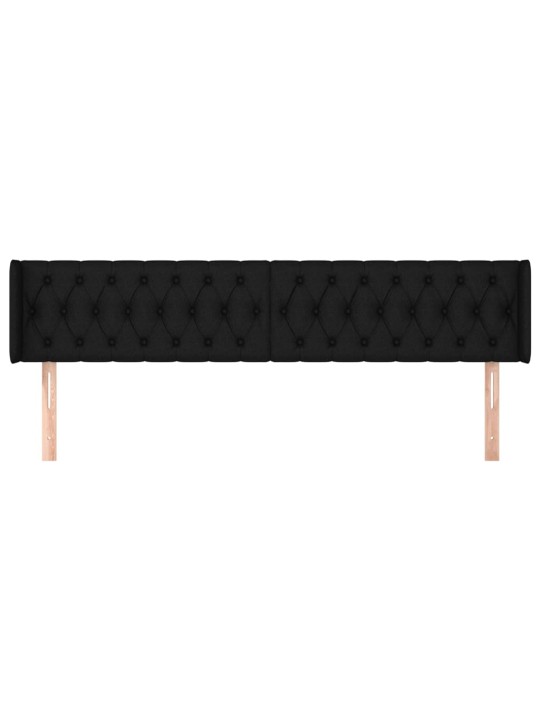 Čelo postele typu ušák černé 203 x 16 x 78/88 cm textil