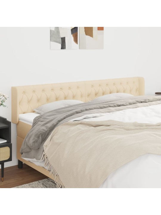 Čelo postele typu ušák krémové 203 x 16 x 78/88 cm textil