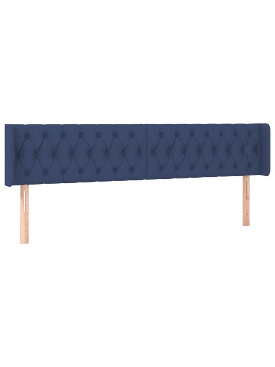 Čelo postele typu ušák modré 203 x 16 x 78/88 cm textil