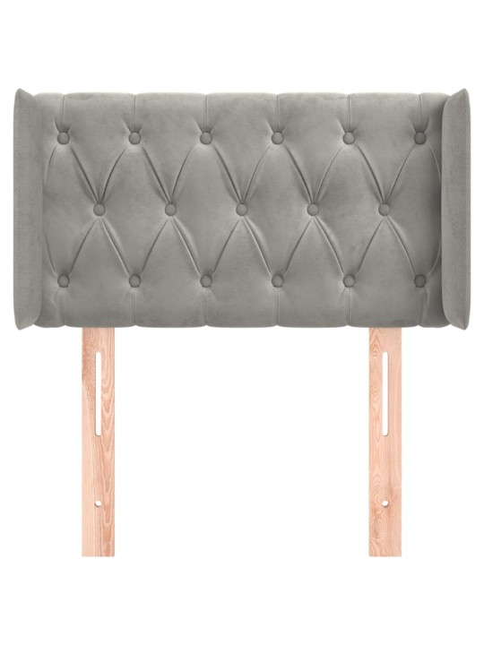 Čelo postele typu ušák světle šedé 83x16x78/88 cm samet