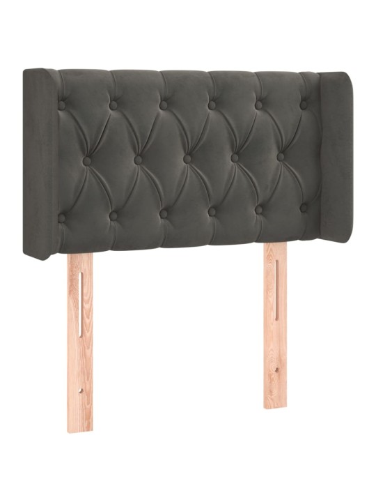 Čelo postele typu ušák tmavě šedé 83x16x78/88 cm samet