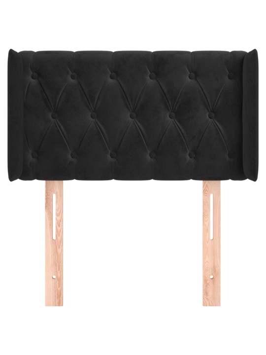 Čelo postele typu ušák černé 83 x 16 x 78/88 cm samet