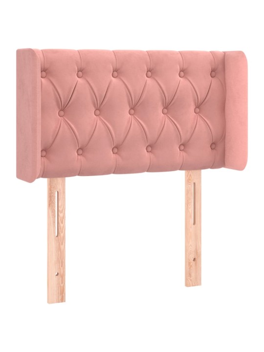 Čelo postele typu ušák růžová 83 x 16 x 78/88 cm samet
