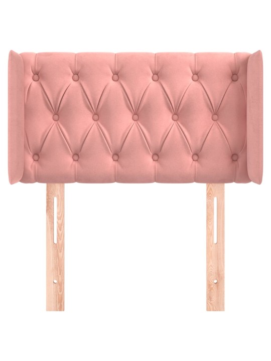 Čelo postele typu ušák růžová 83 x 16 x 78/88 cm samet