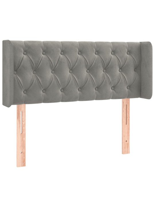 Čelo postele typu ušák světle šedé 93x16x78/88 cm samet