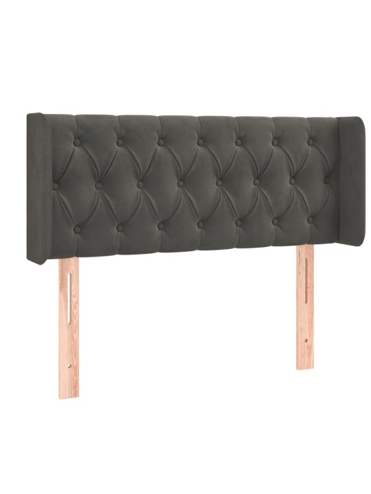 Čelo postele typu ušák tmavě šedé 93x16x78/88 cm samet