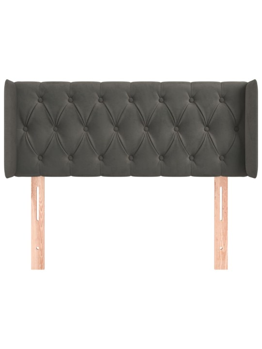 Čelo postele typu ušák tmavě šedé 93x16x78/88 cm samet