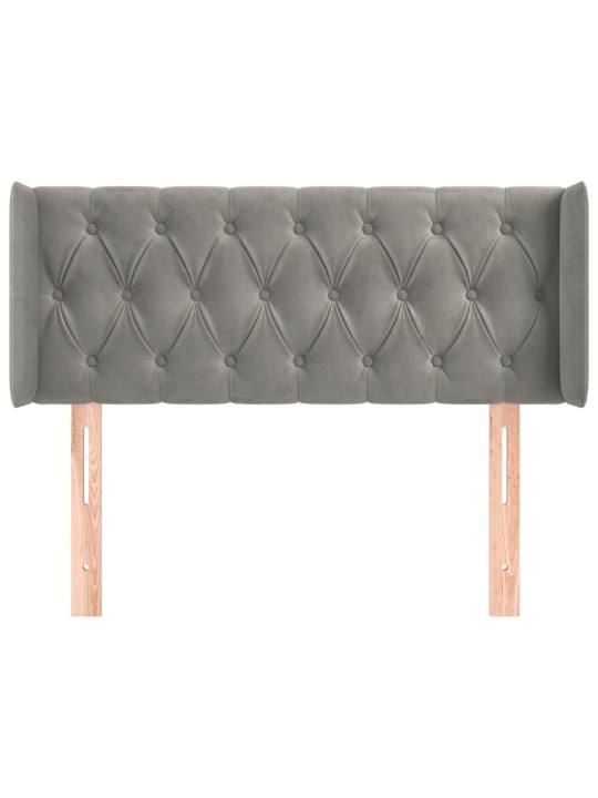 Čelo postele typu ušák světle šedé 103x16x78/88 cm samet