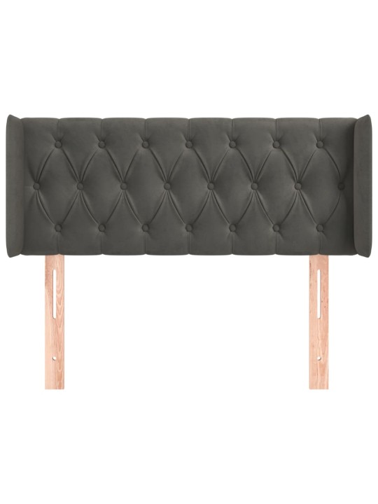 Čelo postele typu ušák tmavě šedé 103x16x78/88 cm samet