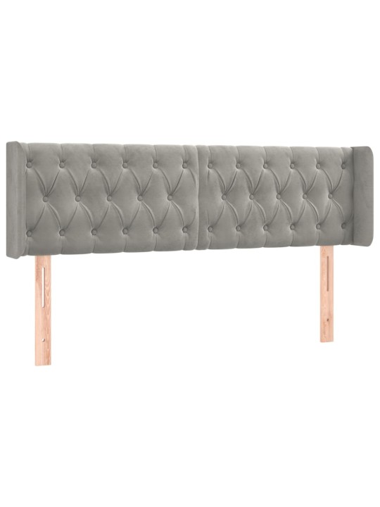 Čelo postele typu ušák světle šedé 147x16x78/88 cm samet
