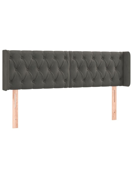 Čelo postele typu ušák tmavě šedé 147x16x78/88 cm samet