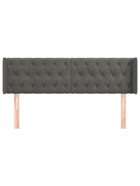 Čelo postele typu ušák tmavě šedé 147x16x78/88 cm samet