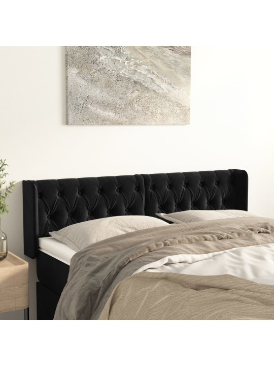 Čelo postele typu ušák černé 163x16x78/88 cm samet