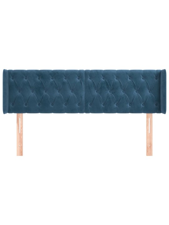 Čelo postele typu ušák tmavě modrá 163x16x78/88 cm samet