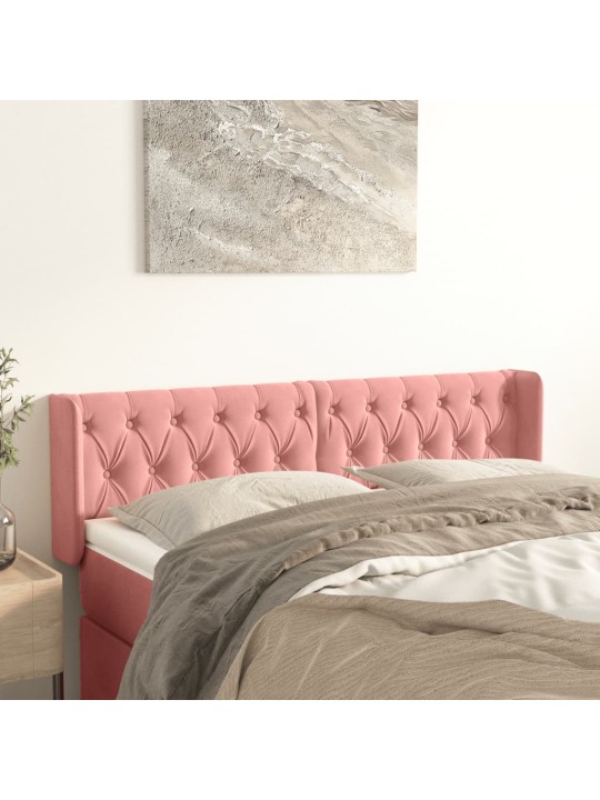 Čelo postele typu ušák růžová 163x16x78/88 cm samet