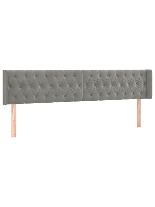 Čelo postele typu ušák světle šedé 183x16x78/88 cm samet