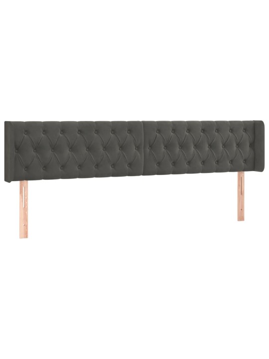 Čelo postele typu ušák tmavě šedé 183x16x78/88 cm samet