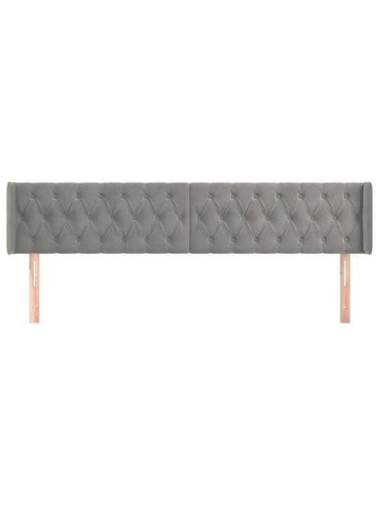 Čelo postele typu ušák světle šedé 203x16x78/88 cm samet