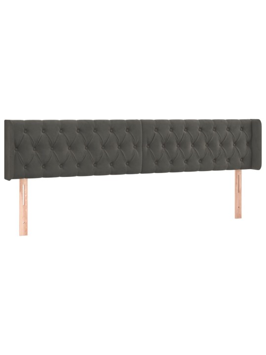 Čelo postele typu ušák tmavě šedé 203x16x78/88 cm samet