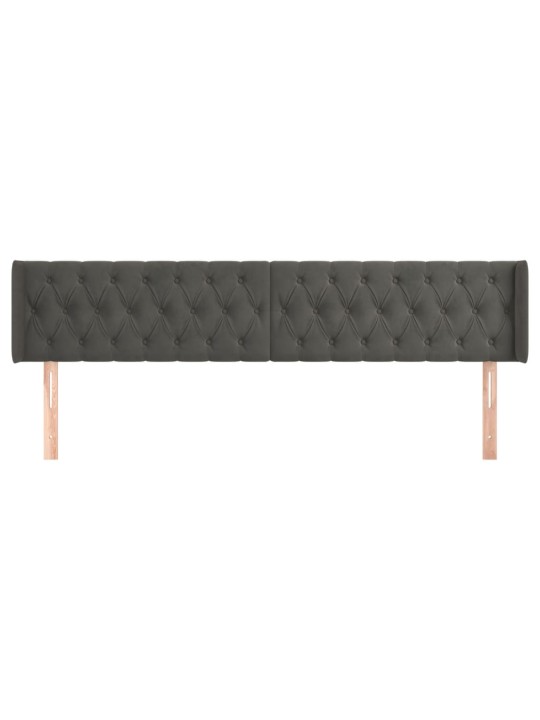 Čelo postele typu ušák tmavě šedé 203x16x78/88 cm samet
