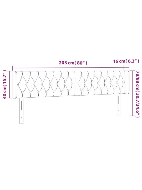 Čelo postele typu ušák tmavě šedé 203x16x78/88 cm samet