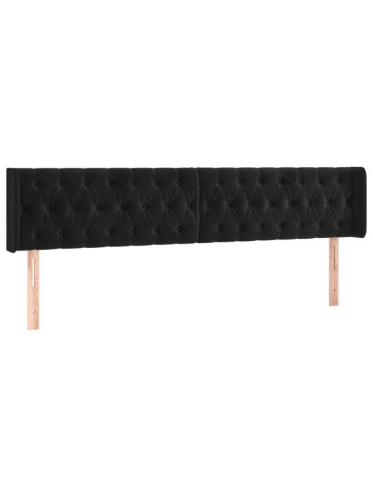Čelo postele typu ušák černé 203x16x78/88 cm samet