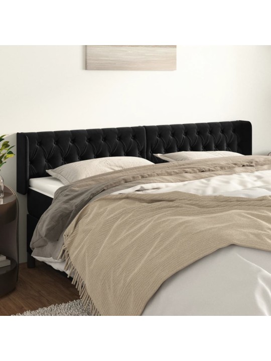 Čelo postele typu ušák černé 203x16x78/88 cm samet