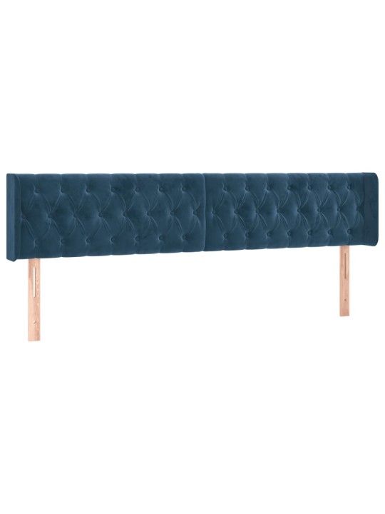 Čelo postele typu ušák tmavě modrá 203x16x78/88 cm samet