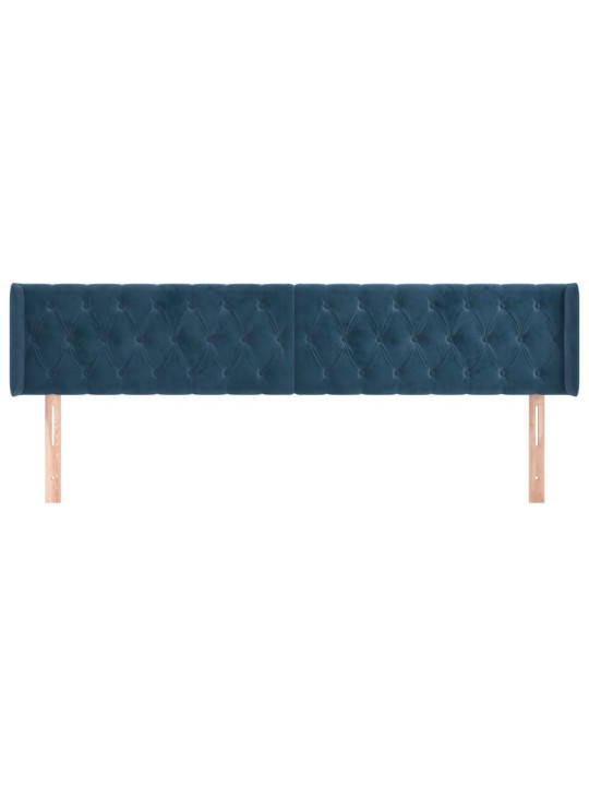 Čelo postele typu ušák tmavě modrá 203x16x78/88 cm samet