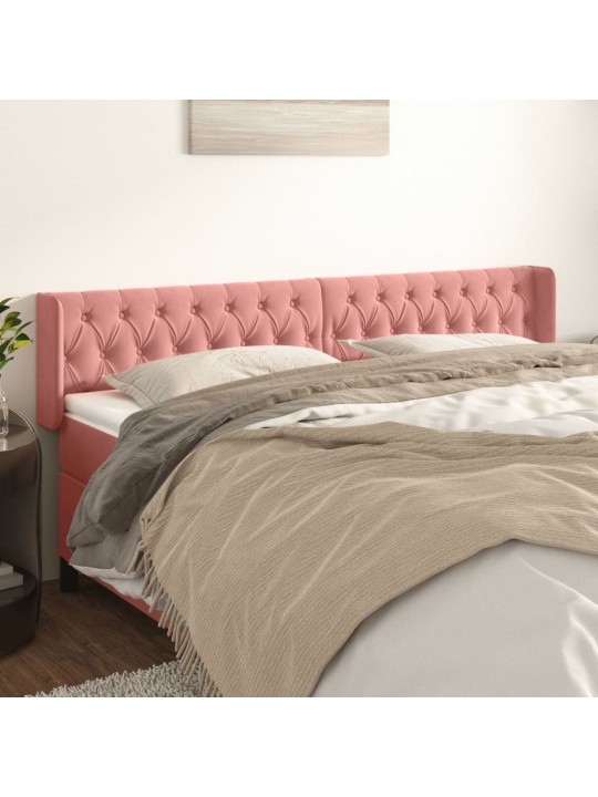 Čelo postele typu ušák růžová 203x16x78/88 cm samet