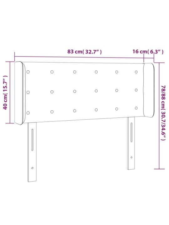 Čelo postele typu ušák tmavě šedé 83x16x78/88 cm textil