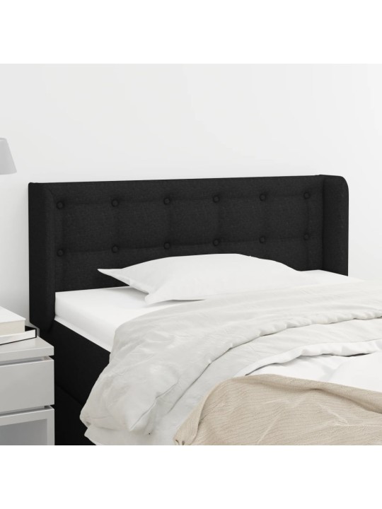Čelo postele typu ušák černé 83 x 16 x 78/88 cm textil