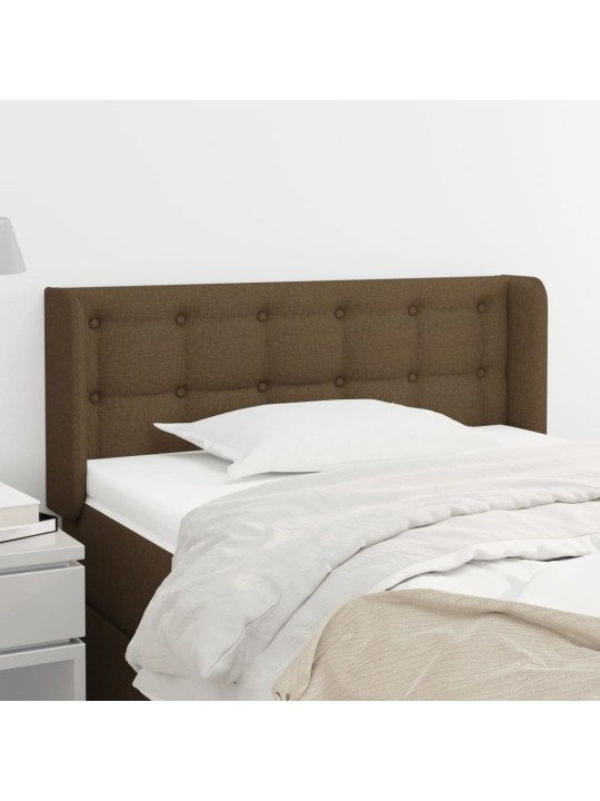 Čelo postele typu ušák tmavě hnědé 83 x 16 x 78/88 cm textil