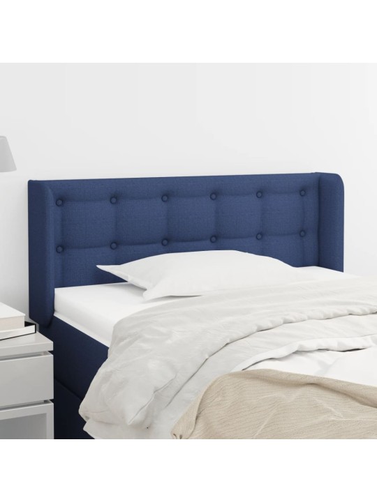 Čelo postele typu ušák modré 83 x 16 x 78/88 cm textil