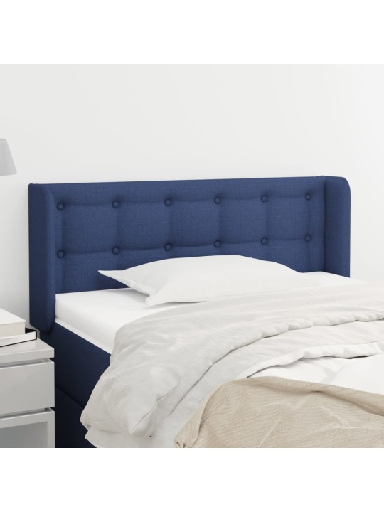 Čelo postele typu ušák modré 93 x 16 x 78/88 cm textil