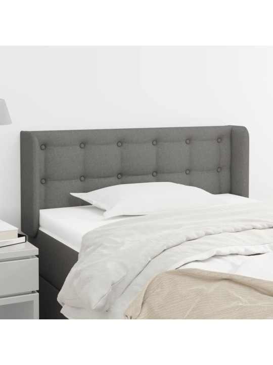 Čelo postele typu ušák tmavě šedé 103x16x78/88 cm textil