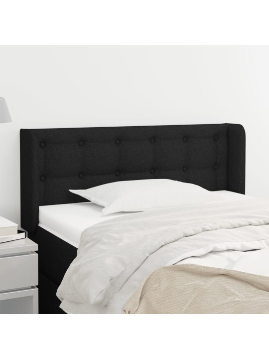 Čelo postele typu ušák černé 103 x 16 x 78/88 cm textil