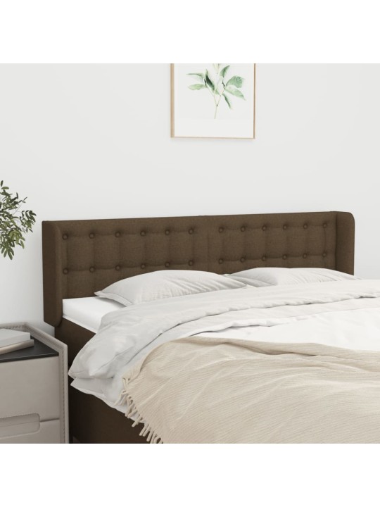 Čelo postele typu ušák tmavě hnědé 147x16x78/88 cm textil